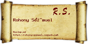 Rohony Sámuel névjegykártya